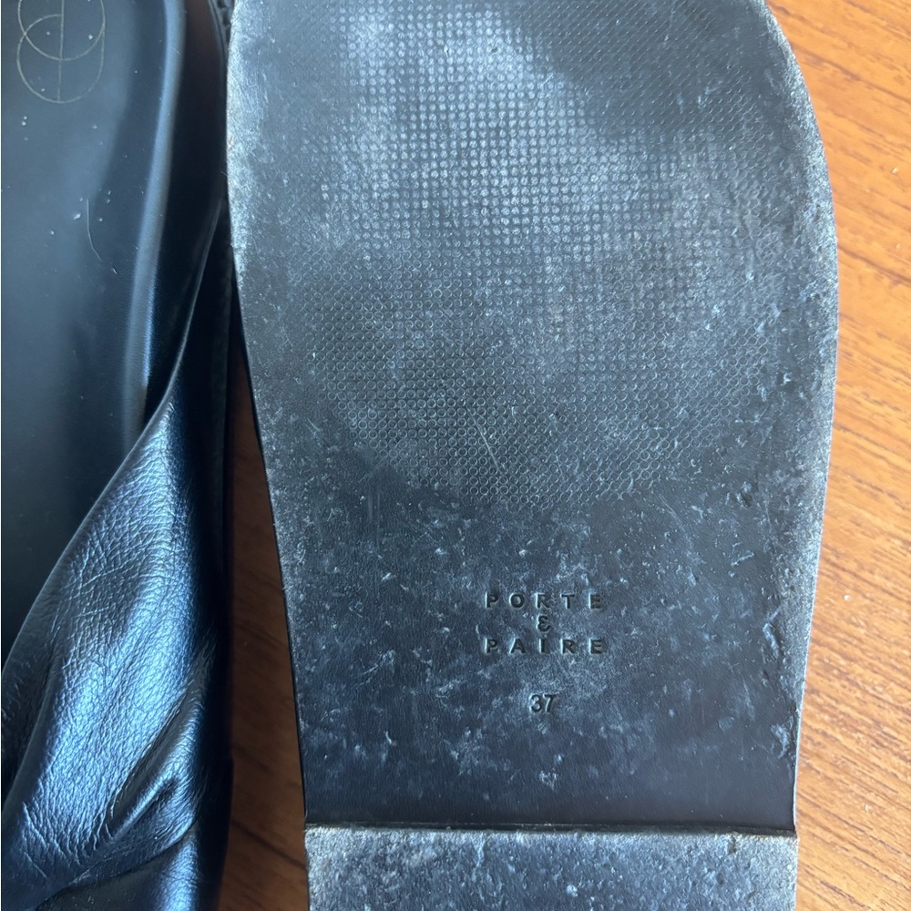 Porte and Paire Leather Knot Slides Sandals, size 37 - Picture 7 of 8